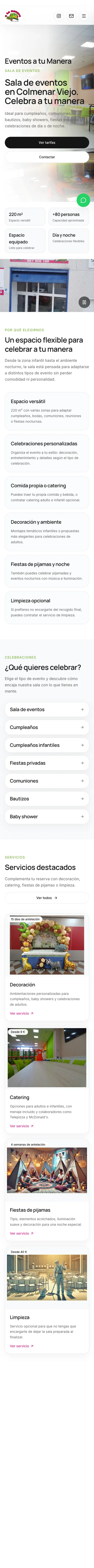 Vista móvil del proyecto Eventos a tu Manera