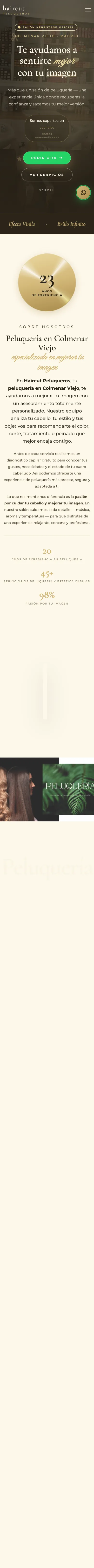 Vista móvil del proyecto Haircut Peluqueros